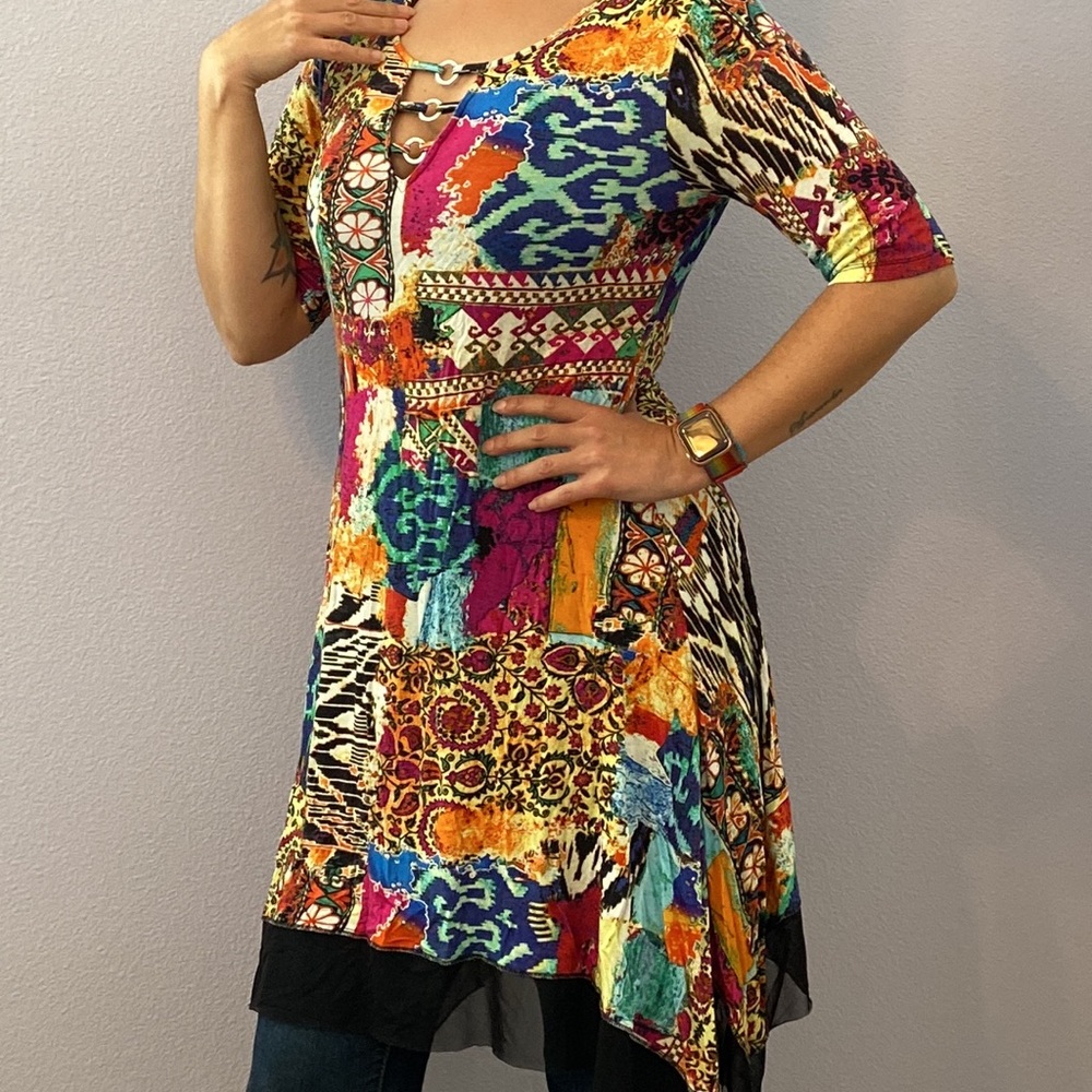 Nwot Cupio Colorful Patchwork Pattern Asymmetric … - image 7